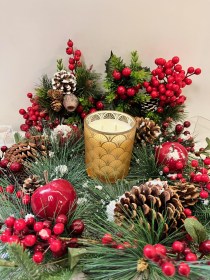 Χριστουγεννιάτικο χρυσό ματ ποτήρι με σχέδια (μεγάλο)1